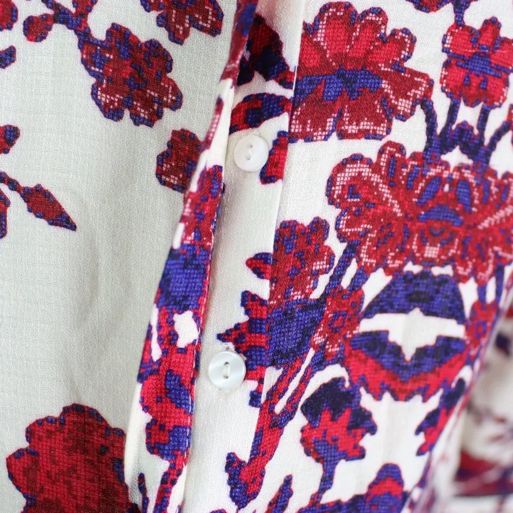 Lucky Brand Womens Small Floral Button Front Shirt Top - Picture 3 of 5